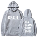 Sweat à capuche gris avec imprimé BRUH et motif Mom Life au dos en coton gris clair - S / Hauts / Gris Clair (311)