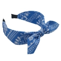 Blue paisley fabric headband with bow detail and white vintage pattern on white background - Sky Blue Paisley Bow