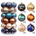Set of 30 assorted 6cm Christmas ornaments featuring blue and gold festive patterns - New MJCHT010 Dark Colored Painted 30pcs / 6cm 30pcs Set