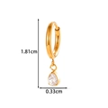 Titanium hoop earring in gold finish with a sparkling teardrop zircon pendant charm - Water Drop Pendant (T2595-2#Gold) / Gold
