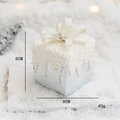White gift box foam Christmas tree ornament with silver glitter bow, 8cm size - White Style E
