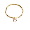 Vergulde kralenarmband met kleurrijke zirkonia smiley hanger voor dames - Kleurrijke Zirconia Smiley