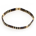 Bohemian Tila bead bracelet in gold, dark brown, and black handmade woven tile style - Gold Coffee Black Vintage