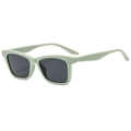 Classic retro mint green square sunglasses with black lenses and silver stud details - Green Frame Grey Lens