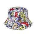 Graffiti bucket hat with vibrant American comic art print and street hip-hop style - American Comic Graffiti