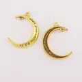 Vintage gold moon pendants engraved with 'to the moon and back' for DIY jewelry - XK1588#