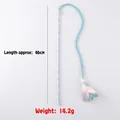 Blue interactive cat teaser wand with sequins and tassels measuring 46cm and weighing 14.2g - Sky Blue Sequin Tube Wand