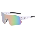 Gafas de sol deportivas blancas moteadas con lentes irisadas para ciclismo - Montura Blanca Lentes Rosadas
