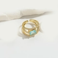 14K gold plated layered ring with rectangle light blue gemstone and CZ inlay - Light Blue Zircon/Three-layer Intertwined