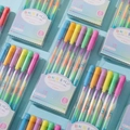 Set de bolígrafos de purpurina arcoíris de 0,8 mm para diario con cuerpo transparente - 6 Unidades/Caja