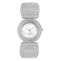 Montre quartz luxe argentée avec cadran en nacre et bracelet orné de cristaux brillants - Argenté / Montre Seule