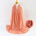 Orange pearl chiffon long scarf for women with lightweight texture and soft feel - Orange