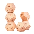 Set of five natural 12-sided wooden dice with engraved numbers for couples games - Number Dice