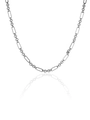 Collana a catena a maglie graffetta argento minimalista da donna in acciaio lucido - Argento (45cm)