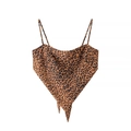 Detail of leopard print bandana top with thin straps and V-shaped draped neckline - Leopard Print (13)