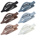 Set of 6 matte oval hair claw clips in various colors including blue, brown, and white - Set 14 (Pack of 6)