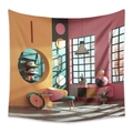 3D abstract geometric wall tapestry in Memphis style for modern home room decoration - Style ZJ520-9 / 73X95CM Brushed Fabric