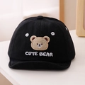 Detail of baby black soft brim cap with cute bear embroidery and white polka dots - 50cm 1-3 Years / Black