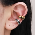 Gothic skull ear cuffs in gold and silver finish, retro punk style for non-pierced ears - Gold Silver Mix (09)