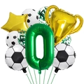 Green number 0 and gold champion trophy foil balloons for football party decoration - Soccer Set Number 0