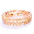 Braccialetti di perle in pietra naturale giallo chiaro con tonda citrina levigata - Perline rotonde / Citrino