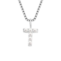 Elegant silver titanium steel box chain necklace featuring a letter T pearl pendant - T-Steel Color