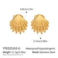 Detail view of 3.0cm shell-shaped stainless steel earrings with gold plating texture - Gold (YYE025163-G)