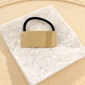 Minimalist golden rectangular stainless steel hair tie with black elastic cord - Rectangular Smooth Hair Tie