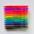 12-pack assorted color retractable erasable gel pens set in clear plastic case - Boxed PVC (12 Colors)