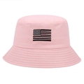 Bob rose en coton avec broderie drapeau américain, chapeau de soleil élégant pour l'été - Taille unique / Rose