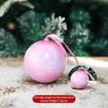 Pink tin Christmas ball gift box 6.8cm with ribbon for wedding and holiday decor - Pink Ball-Best Wishes