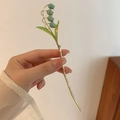 Elegant gold lily of the valley hair pin with blue translucent petals and green leaves - Blue Multifloral Tulip Hair Pin