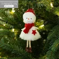 Ciondolo pupazzo di neve in peluche con cappello rosso e stella su albero di Natale - Pupazzo di neve