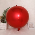 Metallic red 4D round foil balloon with mirror finish for party decor on white fur - 4D Sphere Bright Red / 22 Inch