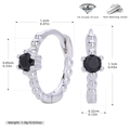 Detailed technical diagram of 925 sterling silver earrings with black zircon dimensions - 925 Silver / White Gold (Black)