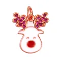 Christmas reindeer pendant in rose gold finish with red crystals and white enamel - Rose Gold Deer Head M844370R