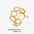Anillo ovalado geométrico hueco ajustable en acero inoxidable chapado en oro 18K - Estilo Geométrico Hueco / Dorado