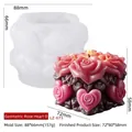 3D geometric rose heart silicone mold with finished pink and brown candles LZ-673 - Geometric Rose Heart D LZ-673