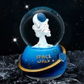 Astronaut snow globe with blue resin base and golden planet rings for space gifts - 80# Light + Music / Space Walk - Blue Style