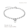 Bracciale a sfere in acciaio inossidabile argento 8mm con design minimalista chic - Stile Perle Rotonde(LB1166) / Argento