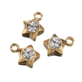 Tre ciondoli a stella dorati 14K con strass incastonati e anelli di fissaggio - Ciondolo con Strass / Oro Stella A Cinque Punte