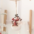 Handcrafted snowman Christmas ornament with red scarf and wooden clip for tree decor - Snowman with Red Scarf