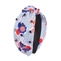 Independence Day headband with stars print and red blue rhinestones on black fabric - American Flag Balloon Print Rhinestone Headband