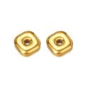Golden square spacer beads with rounded edges and central hole for DIY jewelry making - Hydraulic Rounded Square - Gold