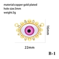 Evil eye copper gold plated DIY jewelry pendant connector micro inlay zircon accessory 22x16mm - Teardrop Pink Eye Double Loop Connector (B-1)