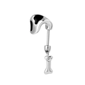 Silver titanium steel bone charm earring with black enamel dog ear design for women - Right White Ear + Bone (A478-2)