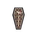 Dark punk style coffin shape alloy badge featuring a bloody axe and geometric pattern - Coffin Axe Shape (QHXZ1140)