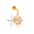 Golden sunflower belly button ring with zircon inlay and 1.35cm height indicator - Square Stone Flower Style (2601-9# Gold)