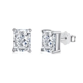 Élégantes boucles d'oreilles en argent S925 avec zircon cubique carré taille fleur de glace - Boucles d'oreilles clous (1 paire) / Or Blanc Avec Zircone Blanche