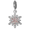 Schneeflocken-Anhänger mit rosa Kristallen und versilbertem Metall für DIY-Armbänder - Silber Rosa Schneeflocken-Anhänger (007)